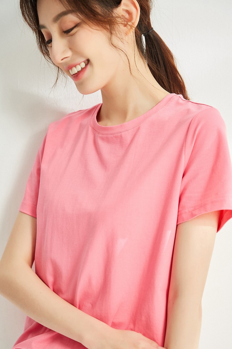 恒源祥白色短袖t恤女2020夏季新款女装半袖纯色直筒宽松打底衫女 qm