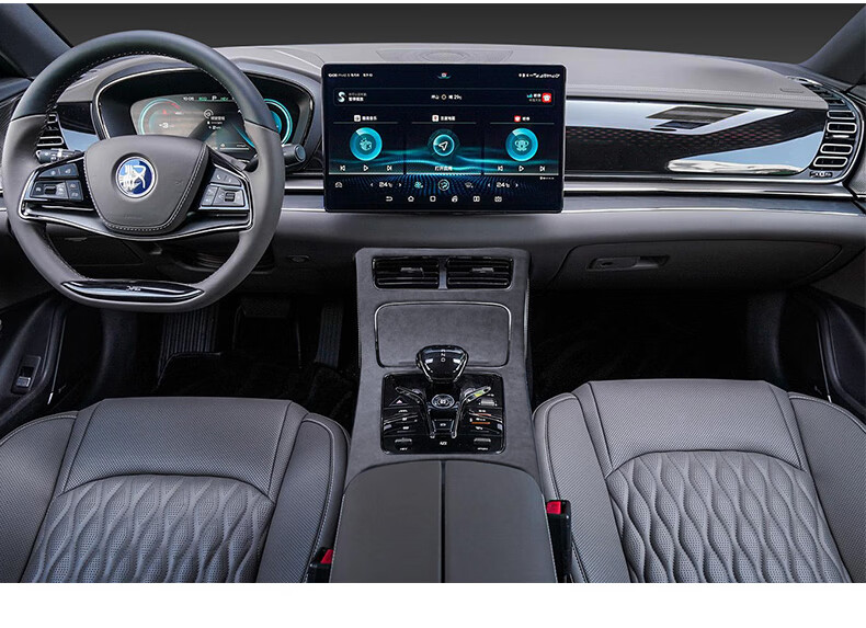 适用20-22款比亚迪汉dmi中控面板ev翻毛皮内饰改装饰贴防护贴片