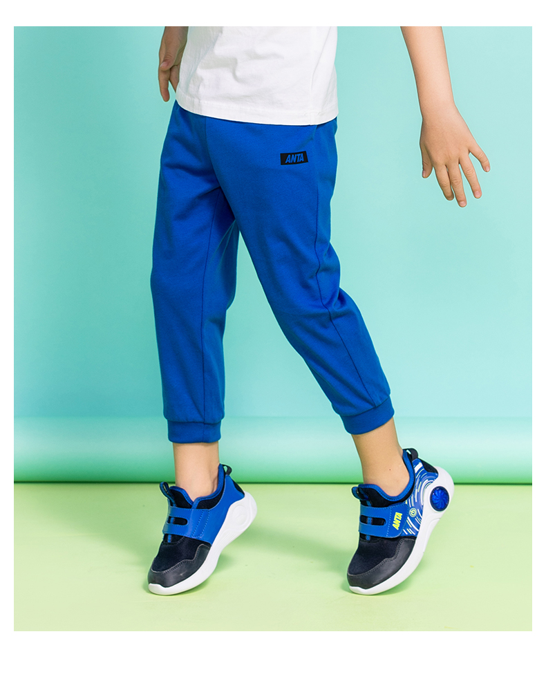 安踏儿童裤子裤子小童针织长裤男童2022季新款休闲运动长裤 油墨蓝-6