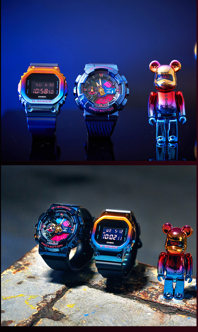 情人节礼物卡西欧casio手表gshock炫彩渐变色表盘主题款限量版gm5600