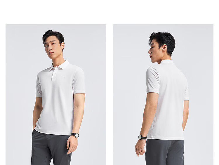YOUNGOR [Cool Touch] Spring/Summer 2026 New Style, Turn-Down Collar, Solid Color, Oxygen Short-Sleeve Polo Shirt, Blue, Size S 14