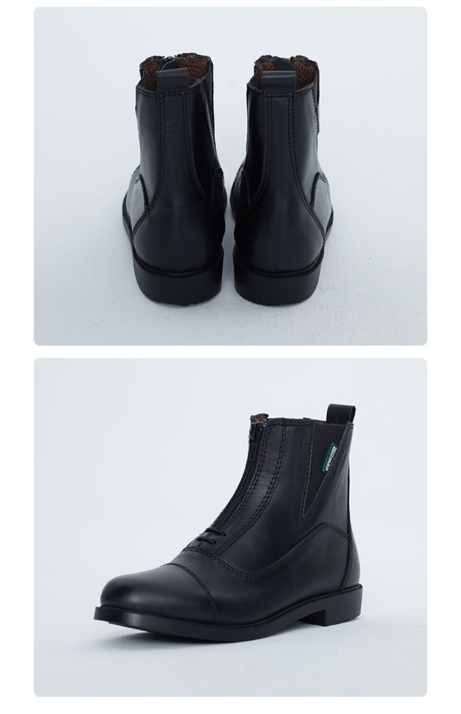 mila高级版系列儿童纯牛皮马术骑马短靴运动防滑鞋底 黑色 32【图片