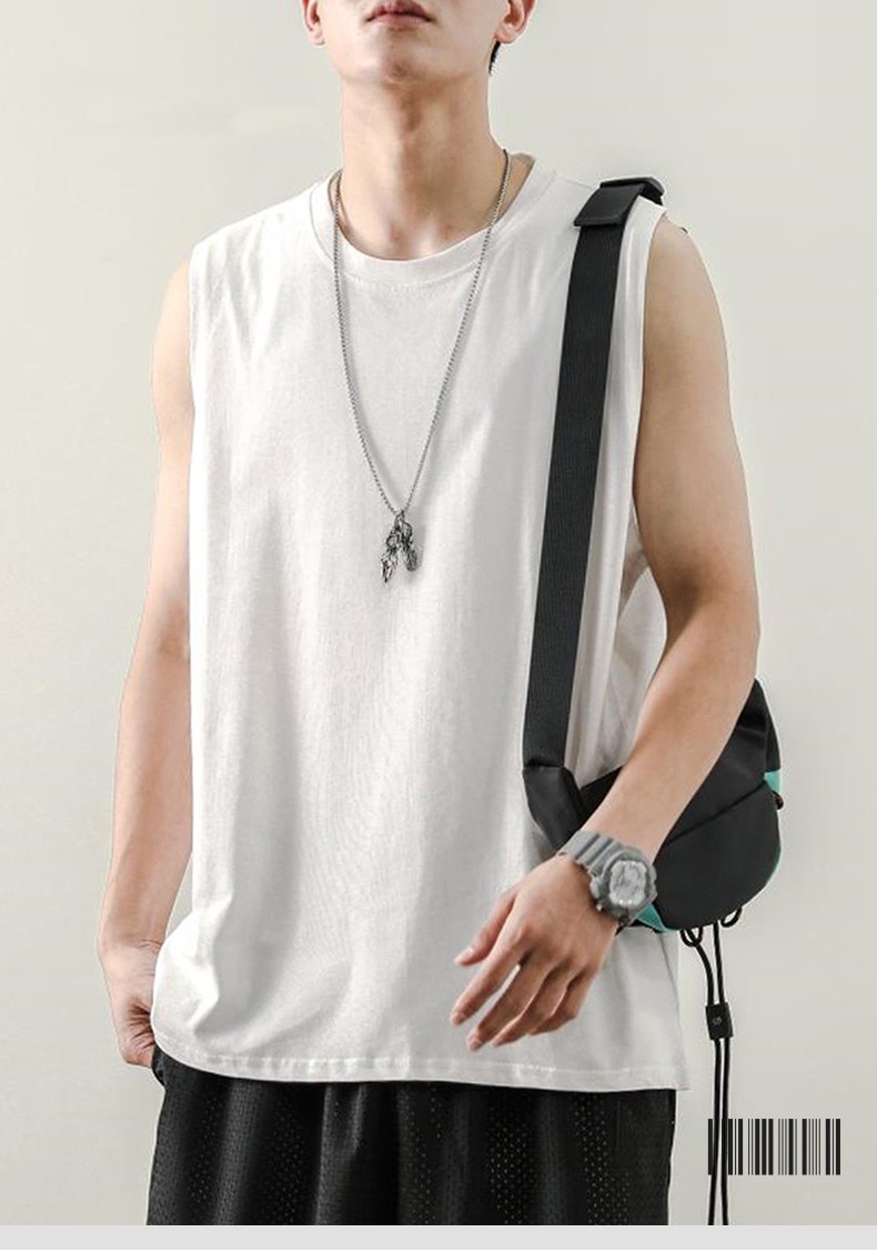 珀莱轩背心男夏季新款青年港风潮流ins宽松休闲无袖上衣夏装男体恤