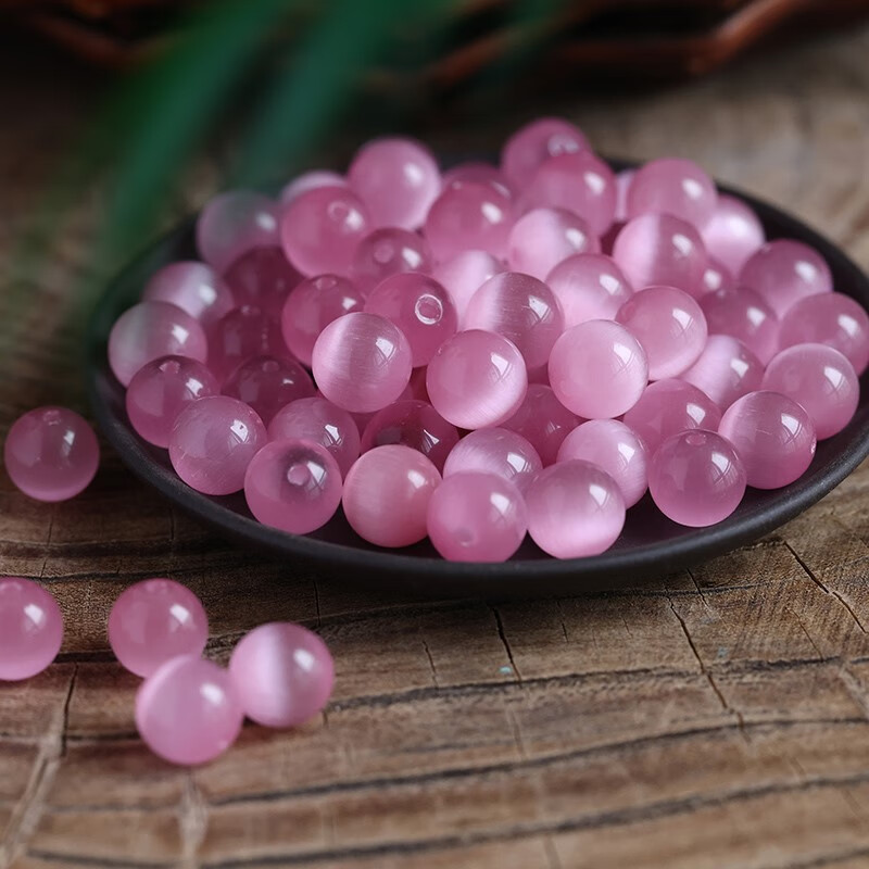 梵韩恋 优选粉白猫眼石散珠玉珠子圆珠diy串手链精致显白显气质民族风