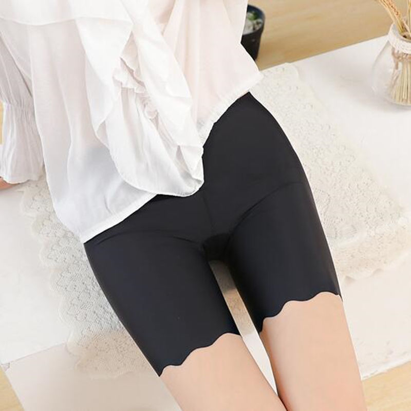 【女士打底裤】五分冰丝无痕安全裤女三分波浪边不卷保险裤二合一可外
