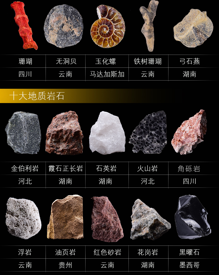 30种矿物化石岩石套装天然水晶玛瑙宝石石头奇石矿石标本原石摆件sn