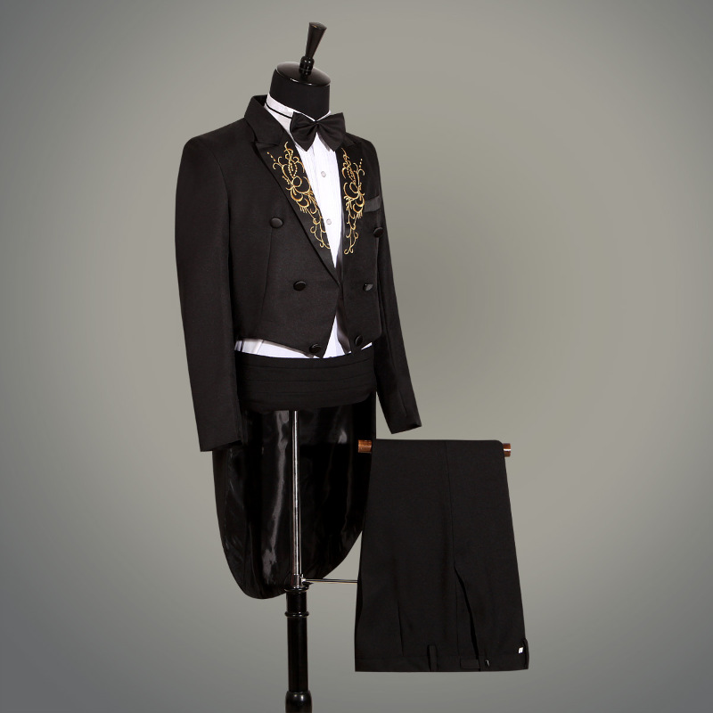 普戈斯燕尾服男套装燕尾服男魔术表演服装爵士套装舞蹈比赛大合唱演出