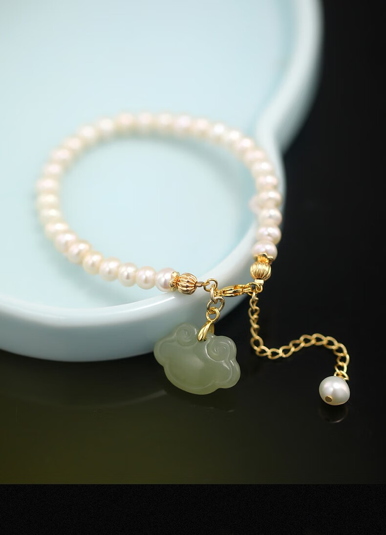 全意琳珍珠玉如意手链设计手作饰品2021年新款民族风珍珠玉如意手链