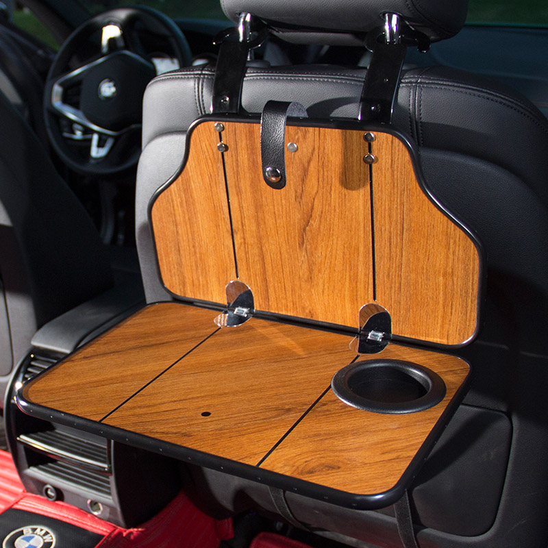 车载小桌板汽车用折叠电脑支架后座餐桌多功能置物架用品后排饭桌黄桃