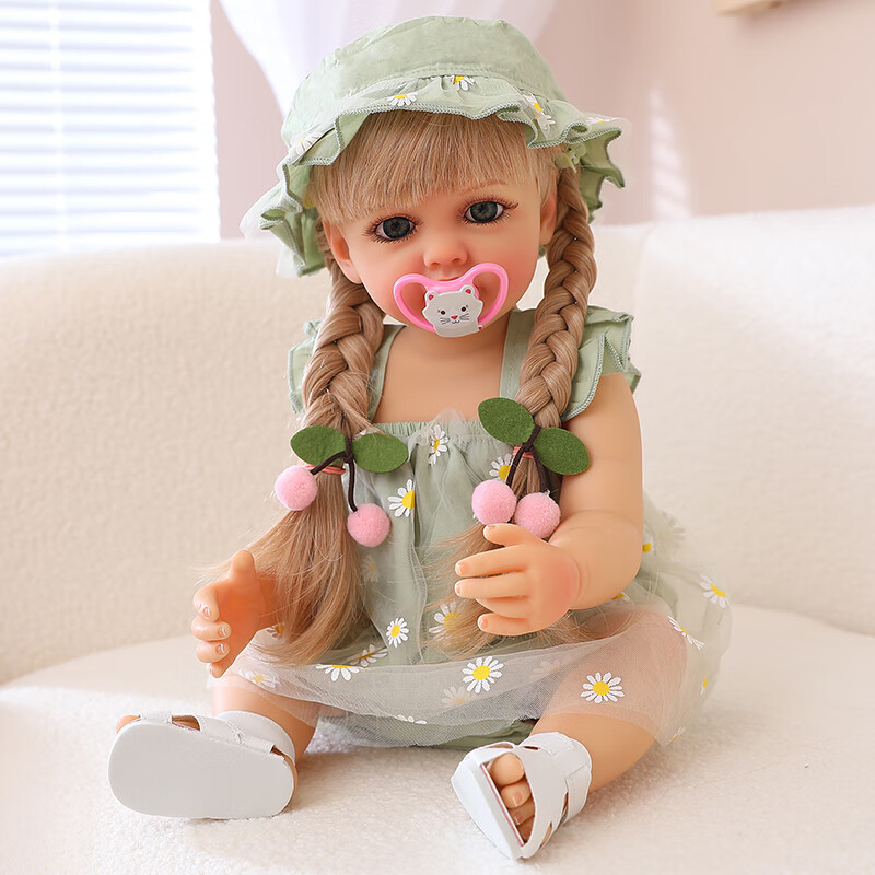 迷你重生娃娃婴儿软胶硅胶可洗澡全胶洋娃娃儿童女孩npk55cm 小柠檬