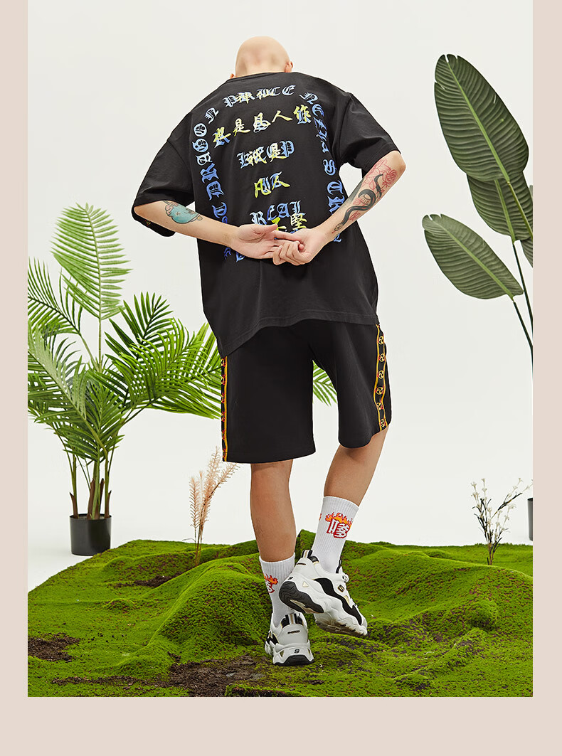 reshake 潮牌男装夏季新款哪吒联名款短袖t恤 311纯黑 170m