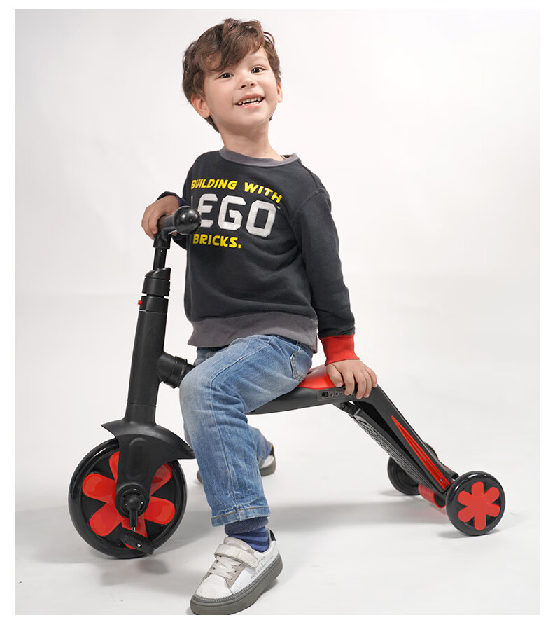 儿童滑板车1-2-3-6岁三合一三轮车小孩宝宝可坐可骑溜溜车滑滑车 布鲁