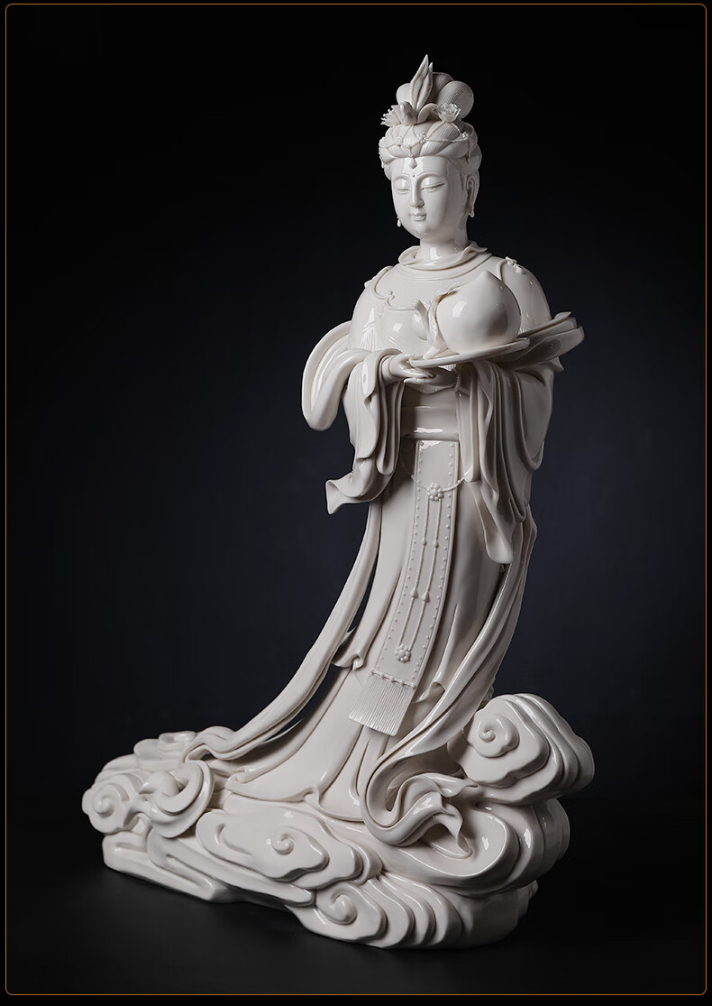 戴玉堂 麻姑献寿陶瓷人物摆件 寿仙娘娘 虚寂冲应真人 神像佛像家居