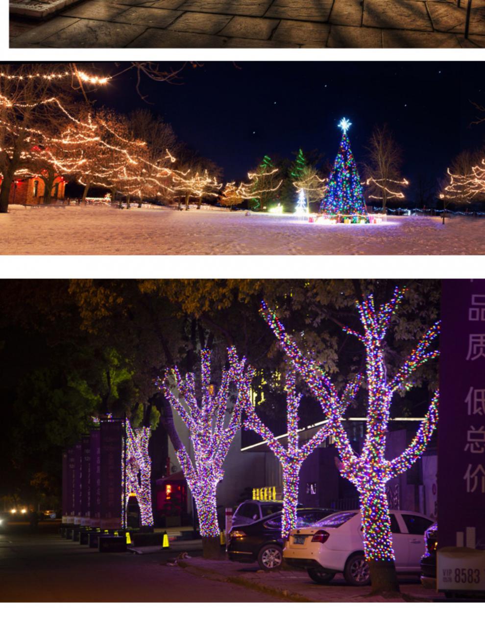 太阳能led树上小彩灯闪灯串灯家用装饰庭院阳台花园户外防水七彩 6米