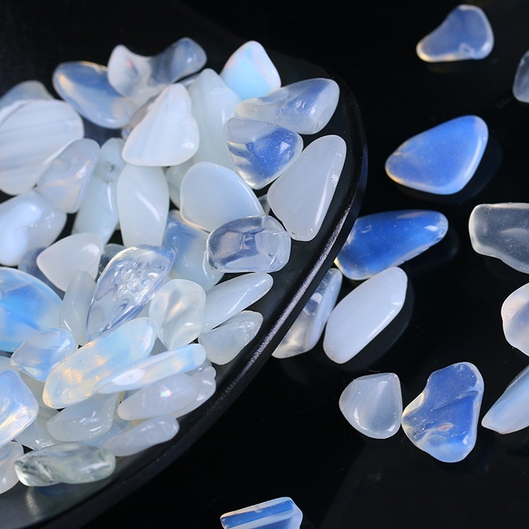 蛋白石碎石蓝月光石方块水晶花瓶花盆装饰鱼缸造景小石子原石蛋百石9