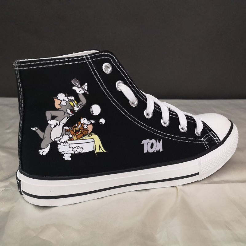 回力旗舰官方店正品爆改鞋子猫和老鼠联名鞋男高帮帆布鞋女涂鸦情侣