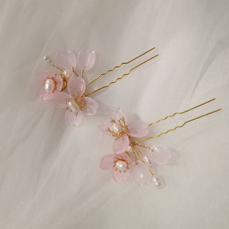 樱花汉服发簪流苏配饰古风饰品古装头饰古饰步摇女簪盘发簪子 暇花