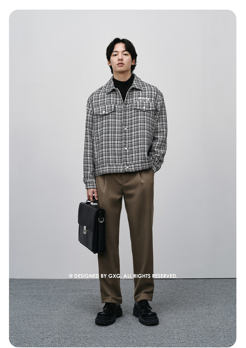 GXG Men's Clothing, Chanel-Style Jacket, Trendy Workwear Jacket, Loose-Fitting Jacket, Spring 2024, White, 170/M 6
