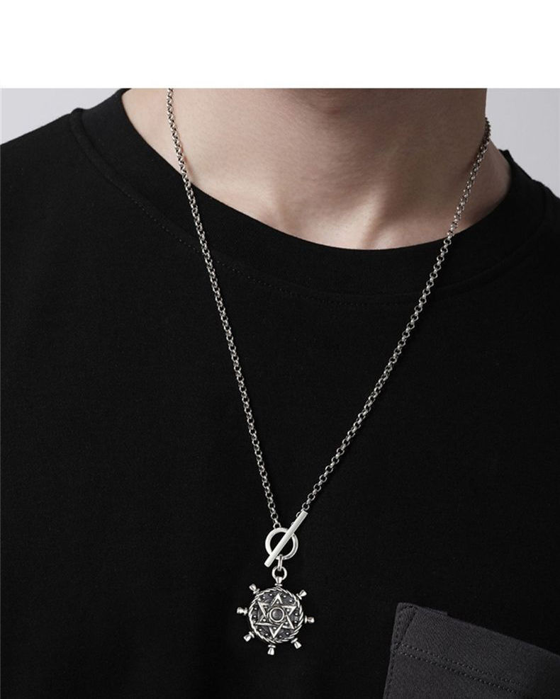 shefeiluo奢菲洛星盘吉宏项链船舵星符项链男银潮牌百搭项链吊坠男潮