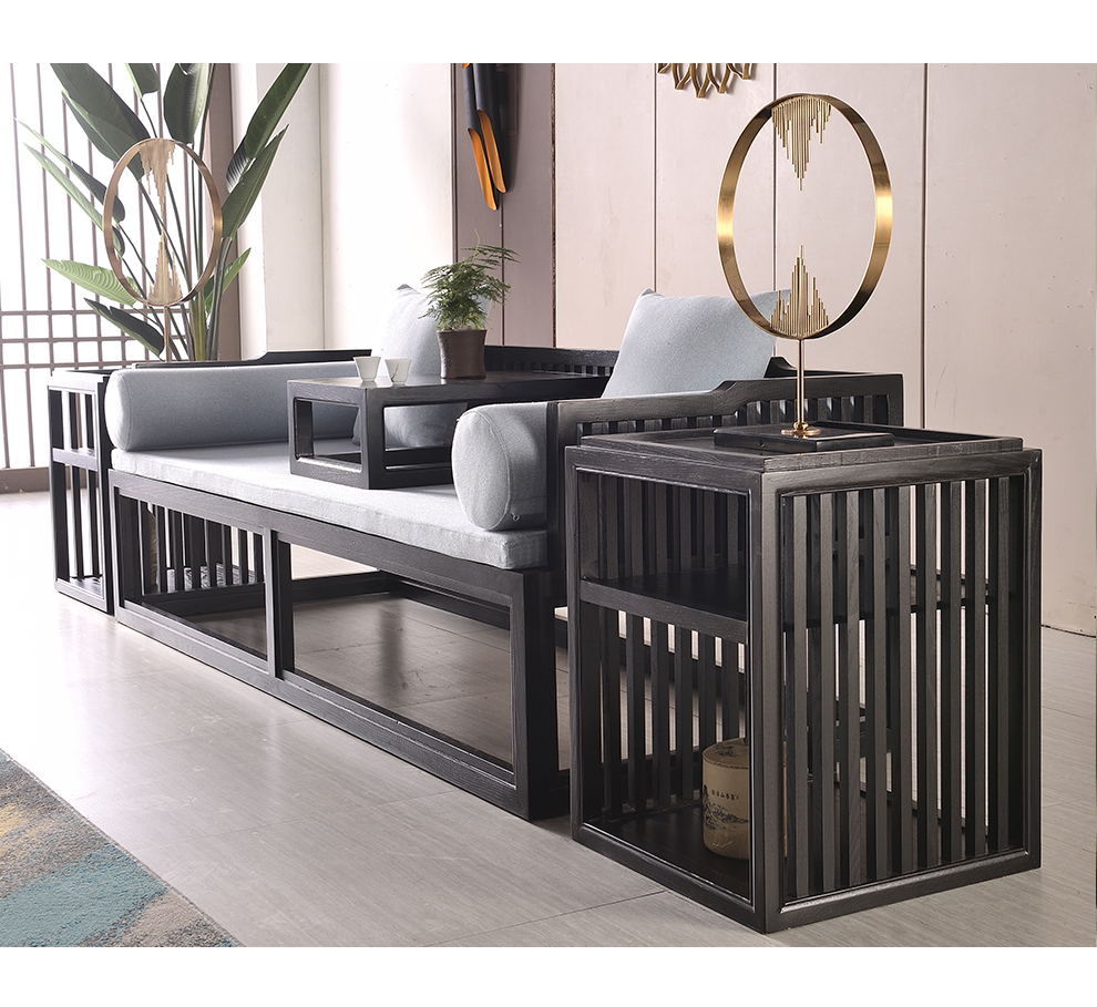 新中式沙发后现代简约实木布艺沙发组合客厅样板房民宿酒店客厅新古典