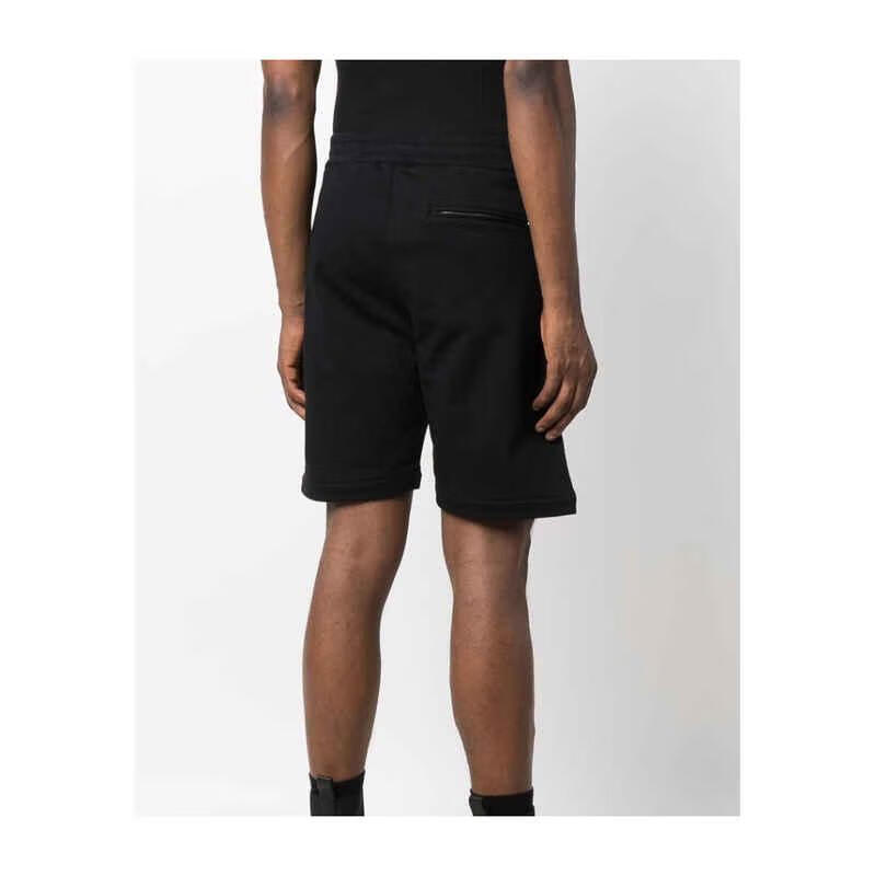 麦昆alexander mcqueen 短裤男士奢侈品黑色logo印花工艺运动短裤