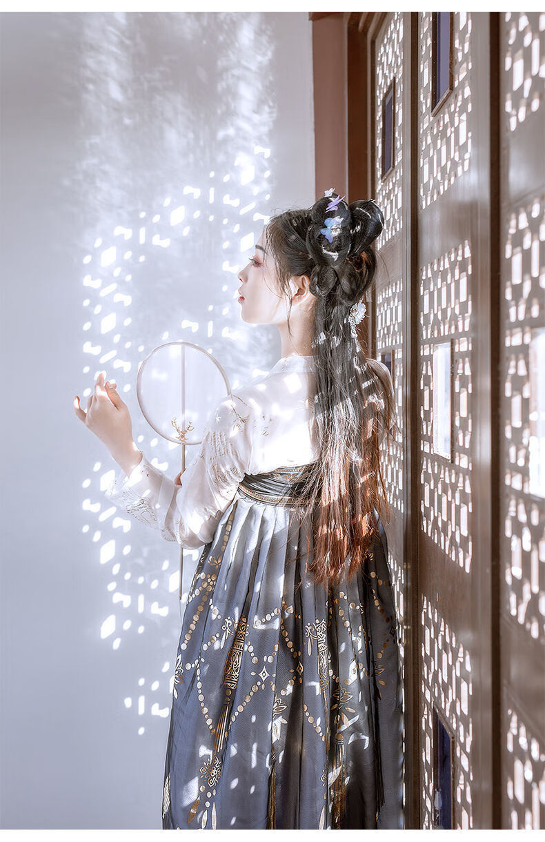 原创复刻云鹤汉服烫金气质齐胸襦裙古风学生超仙套装女 大袖衫 s