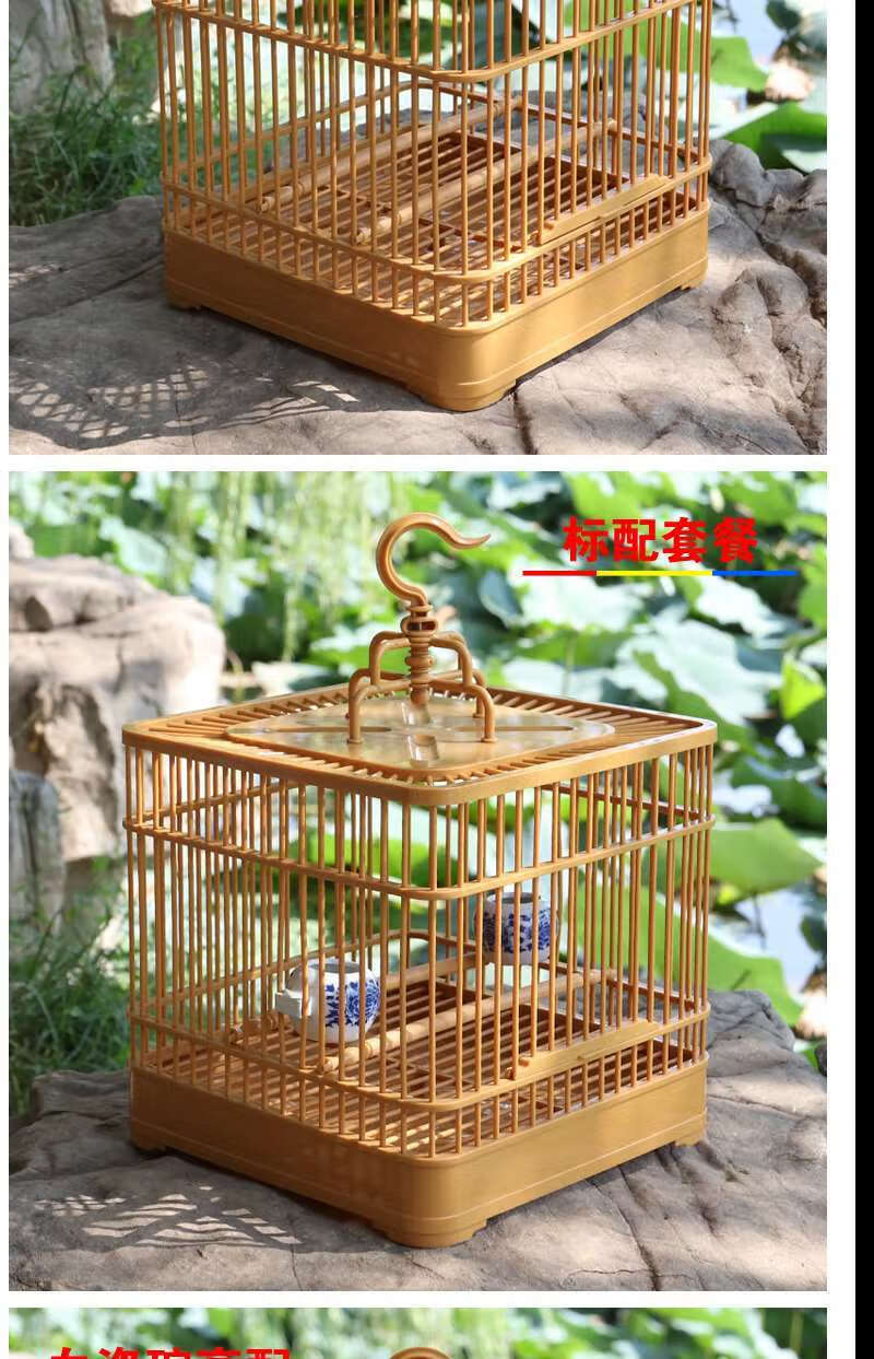 塑料秀眼鸟笼方笼绣眼塑钢鸟笼饲养笼秀眼贝子柳莺笼子boussac黄瓷碗
