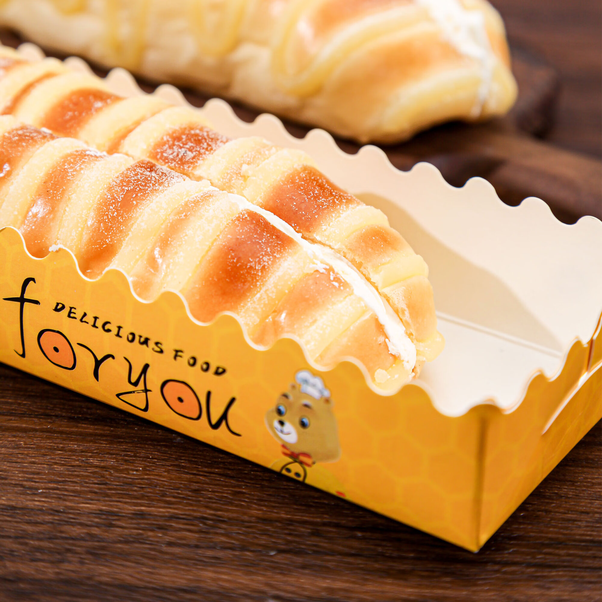 100套烘焙包装袋毛毛虫长条面包袋包装盒绿彩色长方形田园餐包盒100个