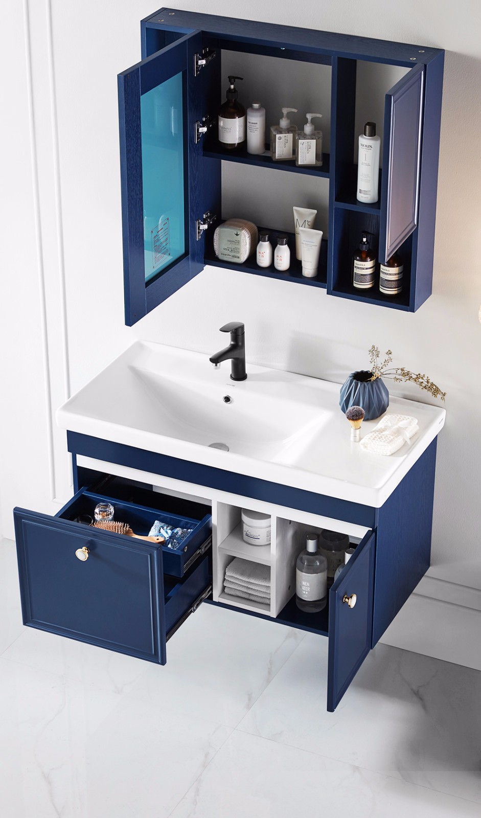 箭牌arrow轻奢工业风镜柜实木防潮浴室洗手盆柜洗漱台浴室柜组合柜100