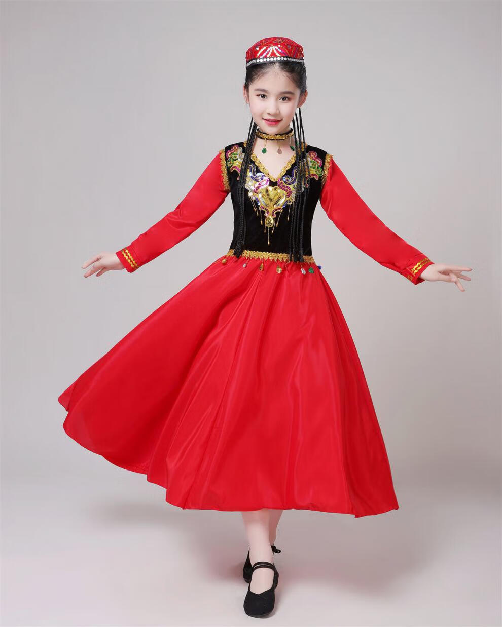 鼎庭 儿童演出服新疆少数民族表演服装回族男童维吾尔族阿凡提舞蹈