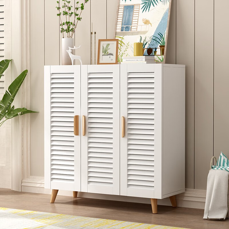 纪蒙诗 鞋柜家用门口透气百叶门简约现代客厅小户型收纳储物柜大容量