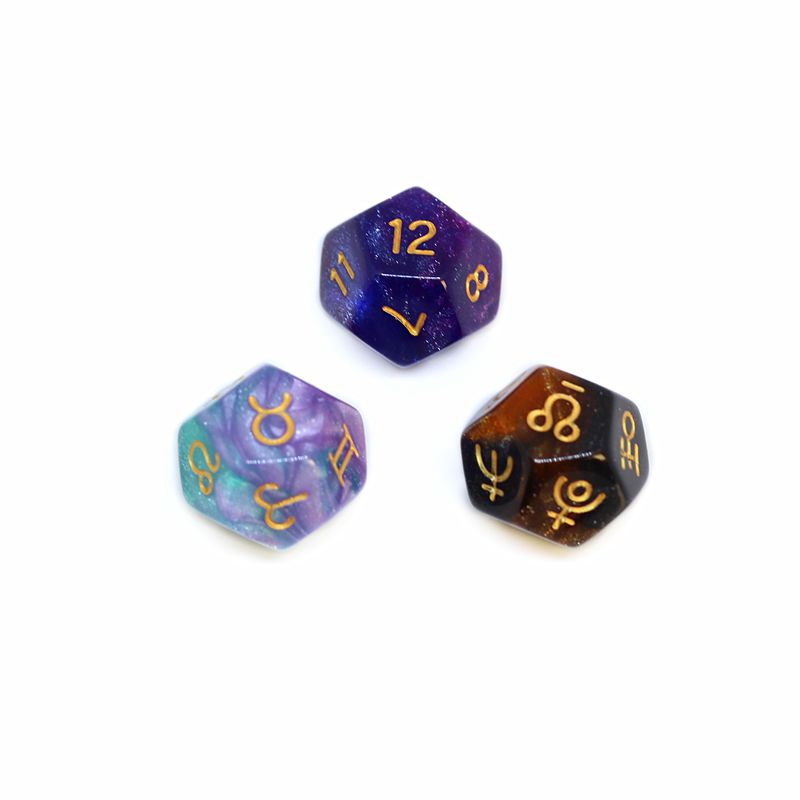 占星骰子12星座3颗套装创意星空十二面色子游戏筛子桌游玩具道具礼物