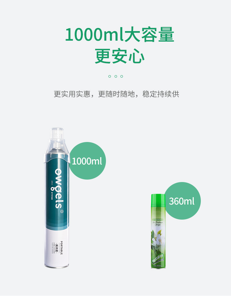 欧格斯owgels氧气瓶氧气袋1000ml4瓶罐装青少年老年儿童孕妇氧气高原