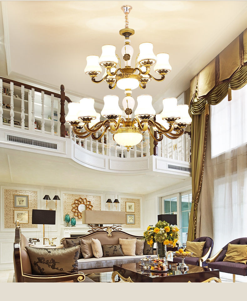 asnaghi欧式吊灯客厅大吊灯复式楼别墅农村自建房挑空楼中楼大吊灯长