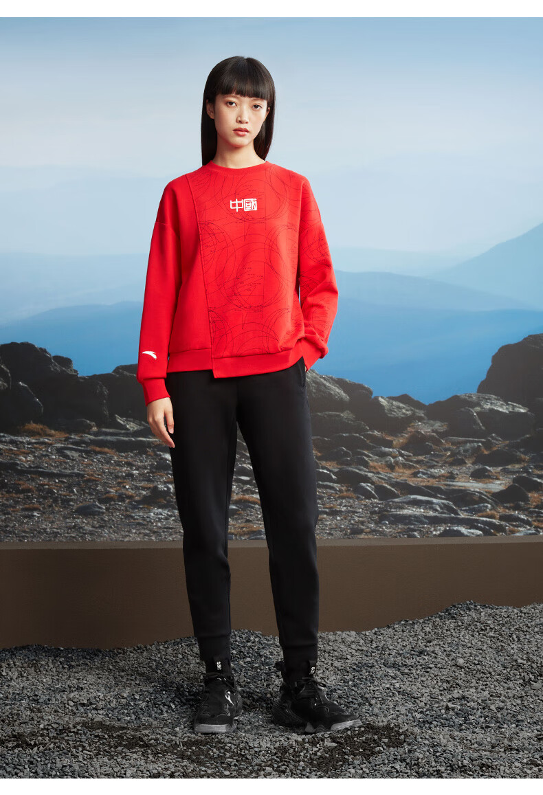 【商场同款】安踏星标系列中国卫衣女装2022圆领套头运动卫衣女休闲服