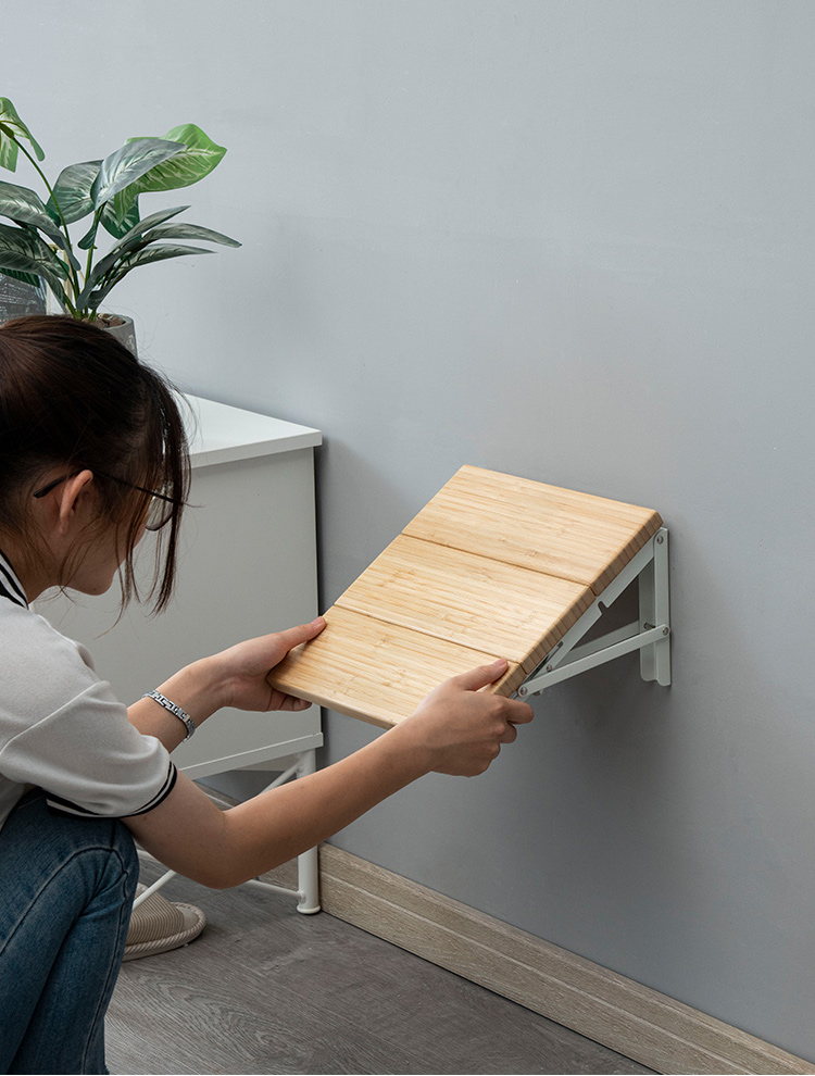 折叠换鞋凳壁挂式 实木简约现代入户隐藏壁挂上墙式折叠换鞋凳家用