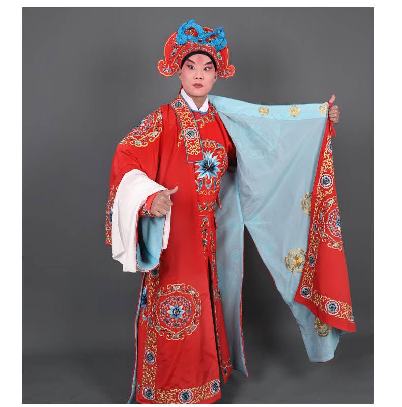 京剧服装武生戏曲戏剧衣袍戏剧演出武将将经典传统戏服团花武袍剑衣