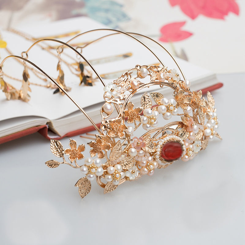 汉服发冠古风古装头饰凤冠古装流苏超仙头冠女生唐风宋明配饰发冠一个