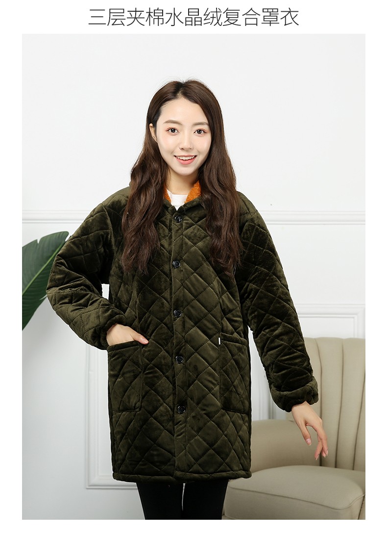 啄木鸟tucano冬季成人加厚加绒加棉保暖罩衣中长款工作服男女围裙水晶