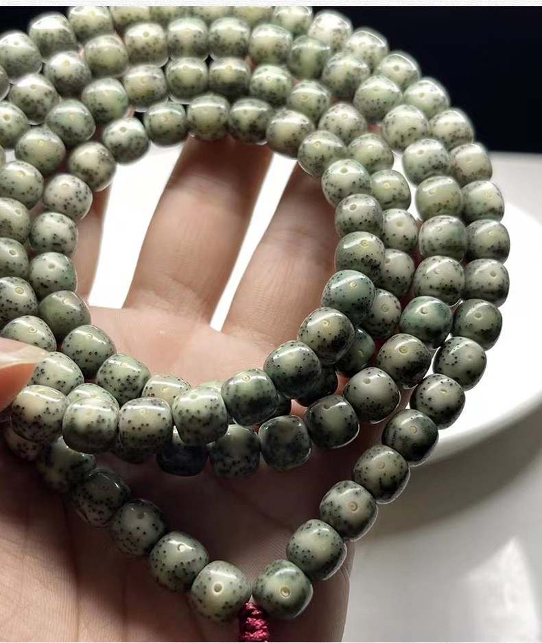 凝姿海南石玉料幽灵绿毕业级大留白星月菩提108颗正月男女项链手串