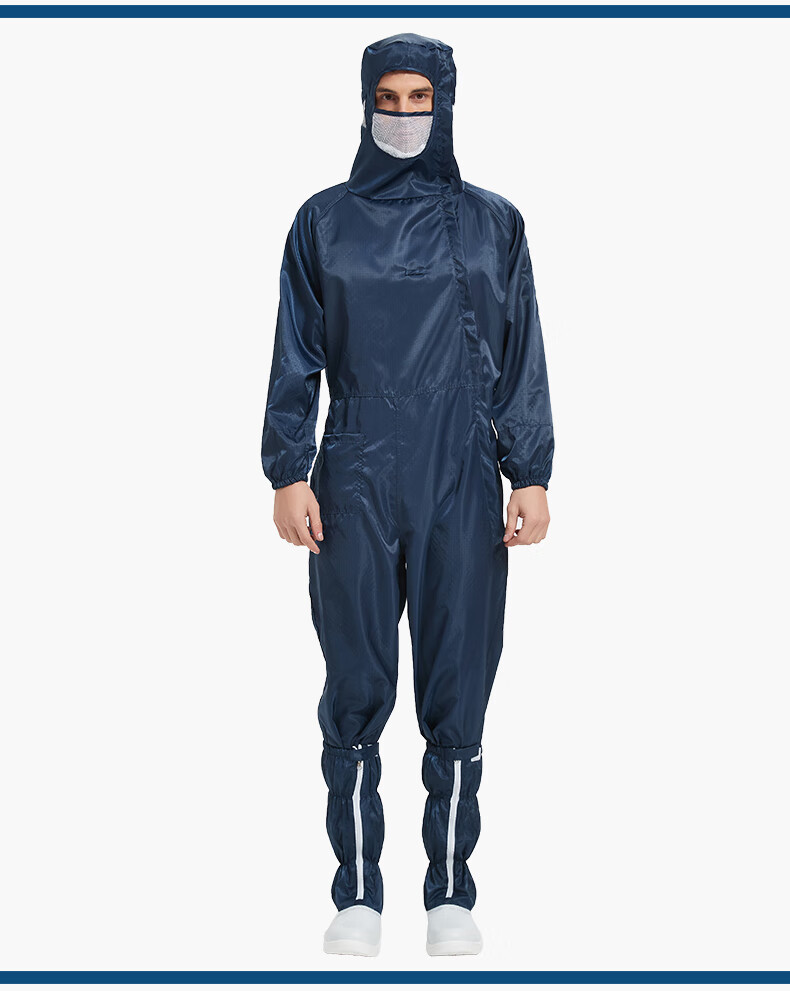 防静电无尘服连体无尘车间方百级净化服紫色静电衣工程工作服 藏青色