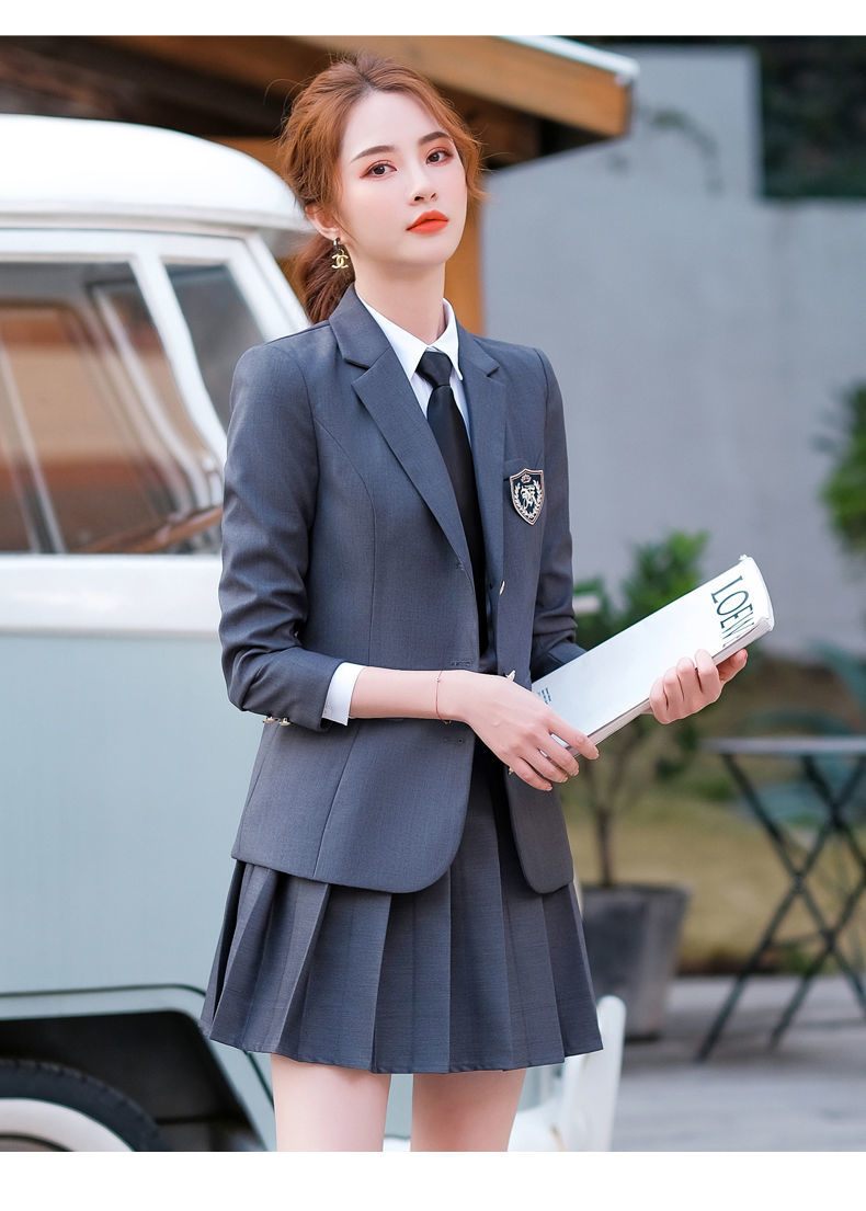学院风jk制服西服套装女2021年秋季秋新款日系修身百搭洋气百褶裙套裙
