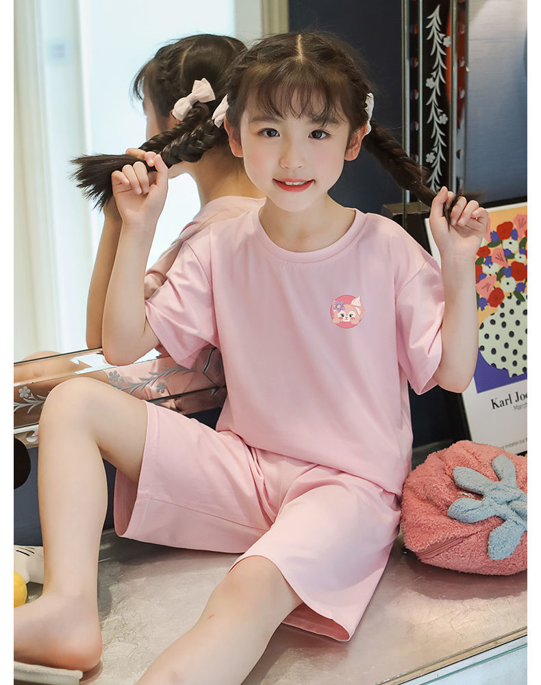 瓦林卡女大童睡衣儿童夏季薄款小女孩1215岁居家服女童孩夏款短袖五分