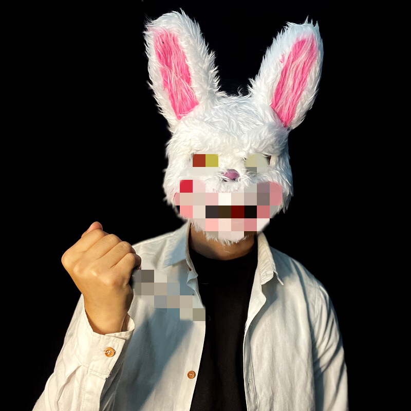万圣节分子面具 血腥兔子毛绒面具男屋jk拍照道具网红棕熊头套全脸