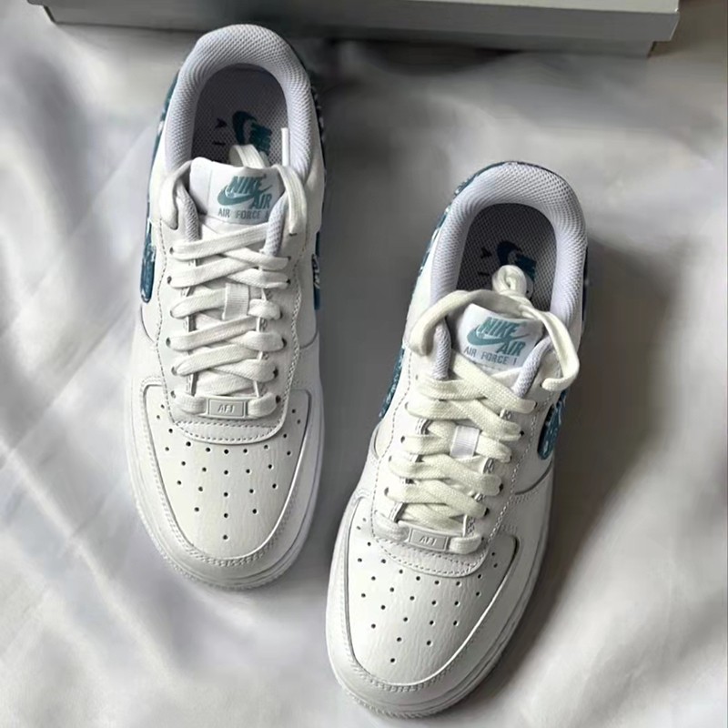 nike/耐克air force 1空軍一號女鞋白藍腰果花板鞋 dh4406-100-101