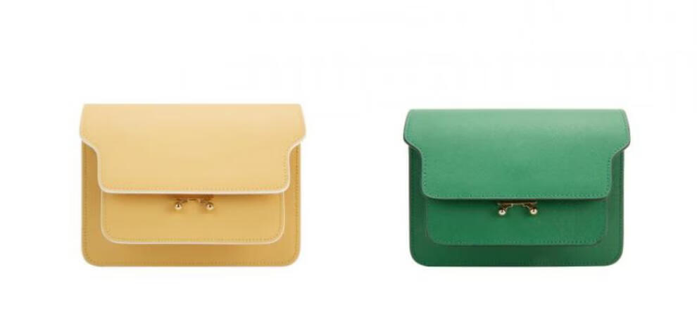 marnitrunkmini经典复古斜纹设计简约休闲女士单肩斜挎风琴包绿色