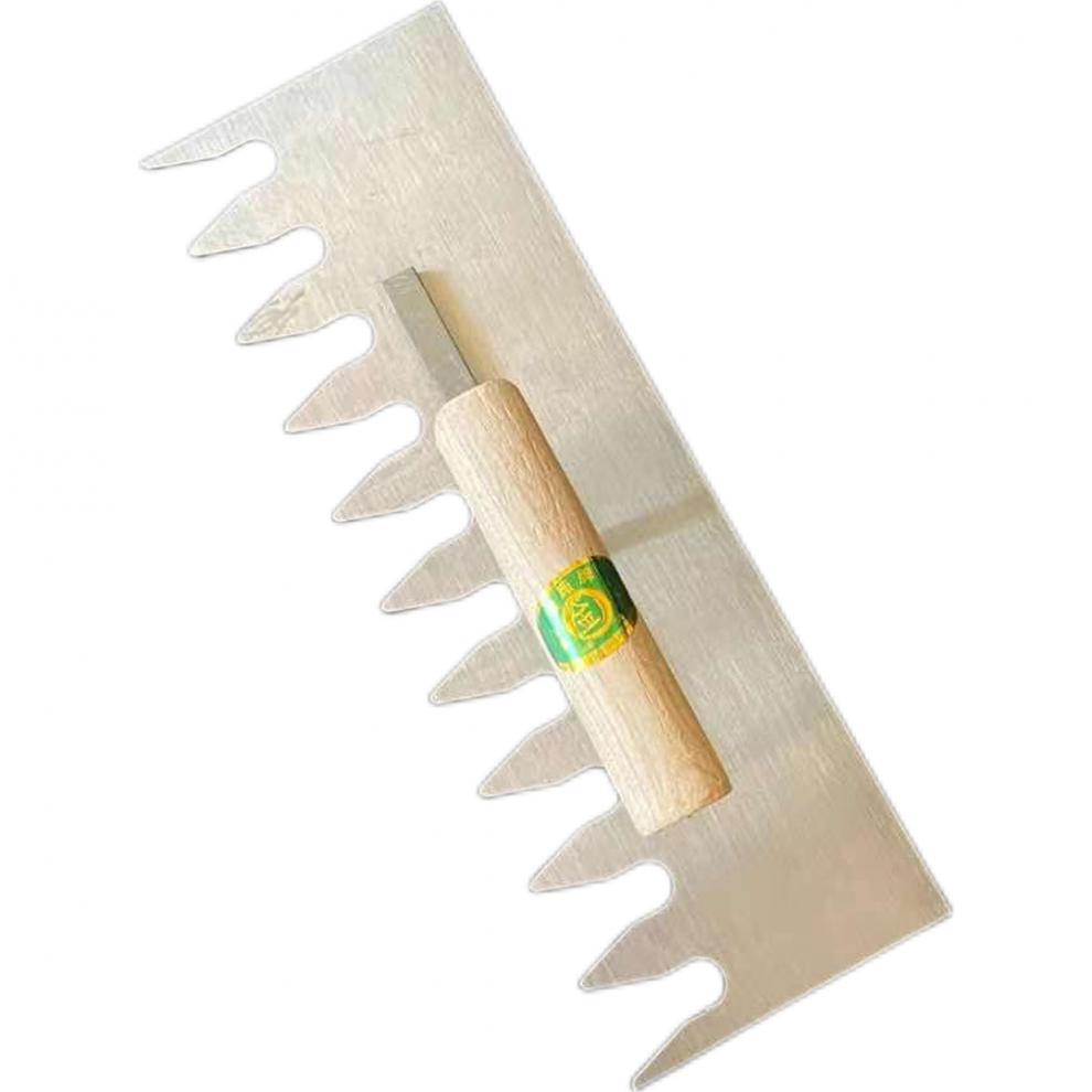 齿抹子加长大号锯齿抹子瓷砖抹子抹泥刀加厚锰钢带齿抹子瓦工工具三面