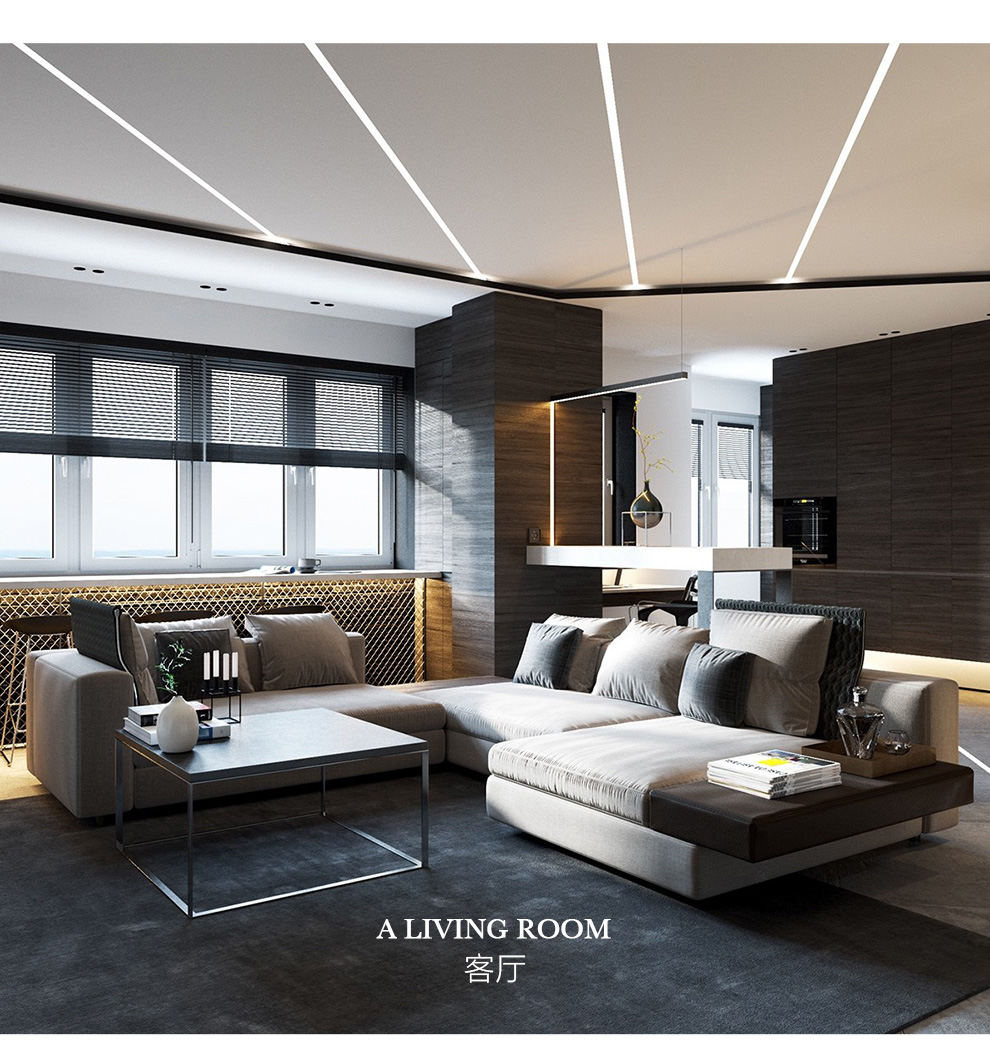 爱斯兰led灯带嵌入式铝合金灯槽超亮长条商用客厅天花线性条灯dt0021