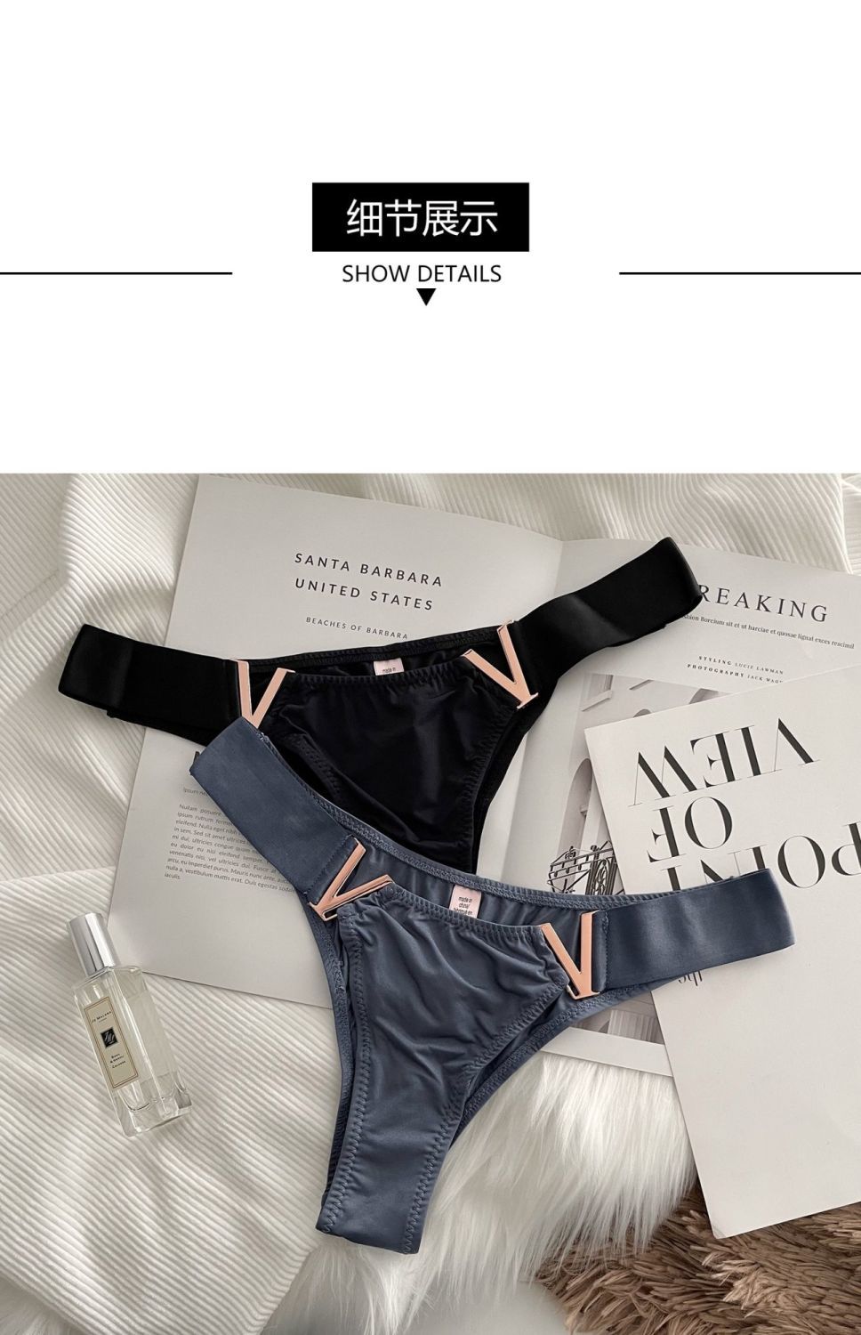 欧美性感v字金属饰内裤女运动低腰提臀少女白色三角裤女生无痕款白色l
