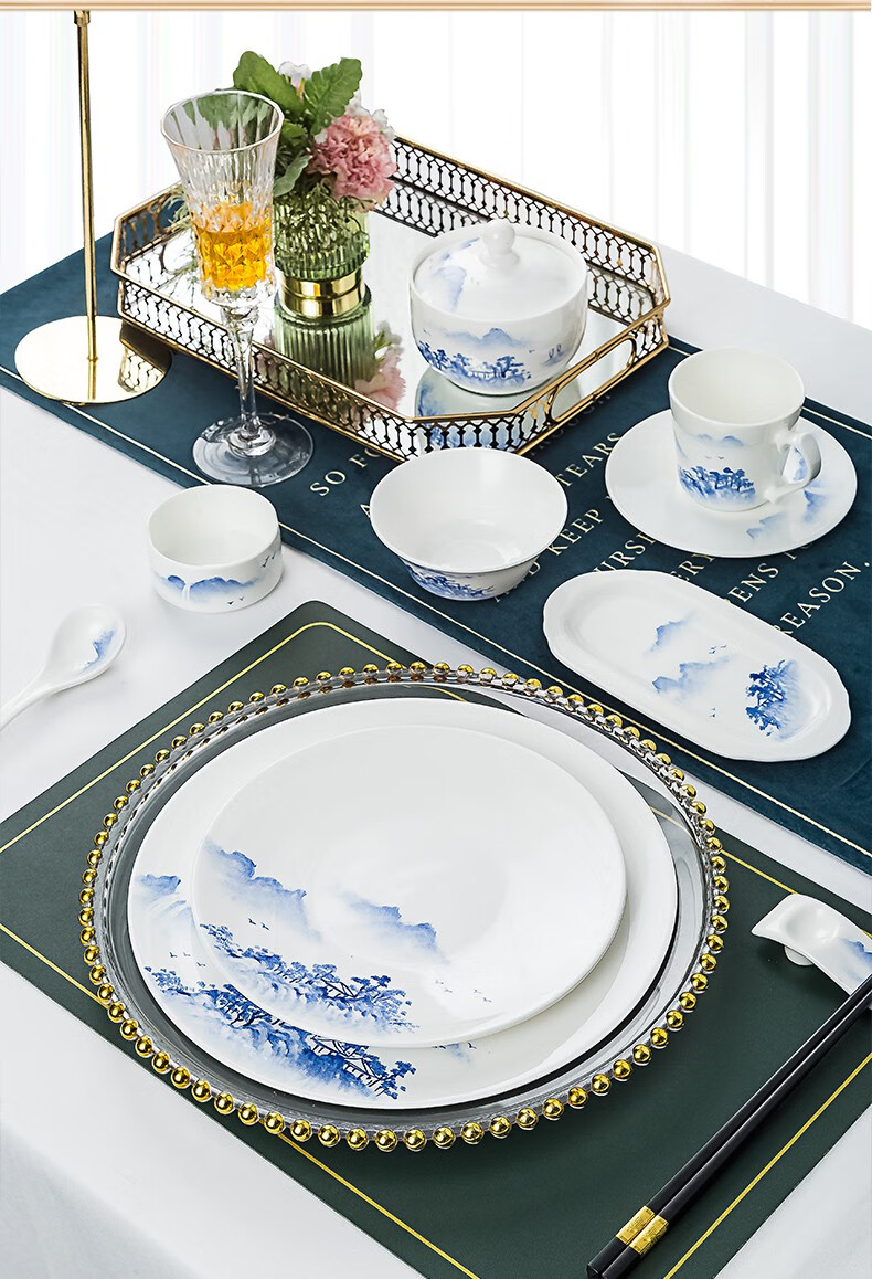 陶相惠酒店餐具中式手绘青花瓷景德镇星级酒店餐厅婚宴会所餐具碗盘